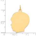 14k Plain Large .013 Gauge Facing Left Engravable Boy Head Charm - Image 2