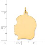 14k Plain Large .009 Gauge Facing Left Engravable Girl Head Charm - Image 2