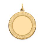 14k Etched Design Edge .018 Gauge Round Engravable 22mm Disc Charm