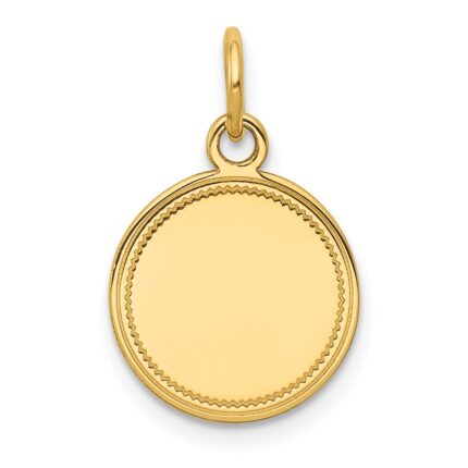 14k Plain with Zig-Zag Edge .011 Gauge Engravable Round 13mm Disc Charm