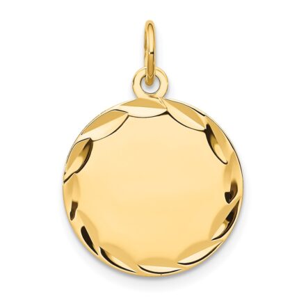 14k Etched Edge .013 Gauge Engravable Round 16mm Disc Charm