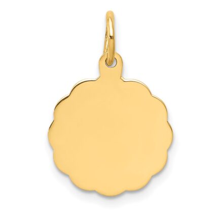 14k .011 Gauge Engravable Round Scalloped 16x13mm Disc Charm