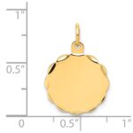 14k Etched Edge .027 Gauge Engravable Round Scalloped 18x15mm Disc Charm - Image 3