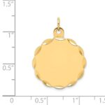 14k Etched Edge .027 Gauge Engravable Round Scalloped 22x19mm Disc Charm - Image 2
