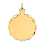14k Etched Edge .013 Gauge Engravable Round Scalloped 26x24mm Disc Charm