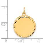 14k Etched Edge .018 Gauge Engravable Round Scalloped 20x18mm Disc Charm - Image 2