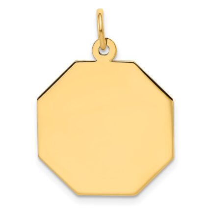 14k Plain .018 Gauge Engravable Octagonal 21x19mm Disc Charm