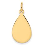 14k Plain .018 Gauge Engravable Raindrop 20x11mm Disc Charm