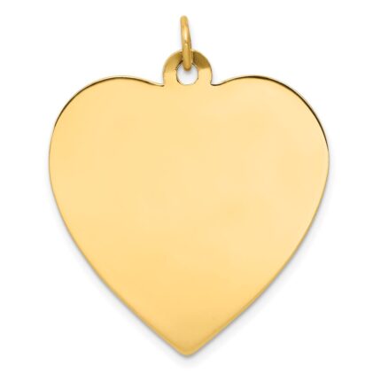 14k Plain .035 Gauge Engravable Heart 30x28mm Disc Charm