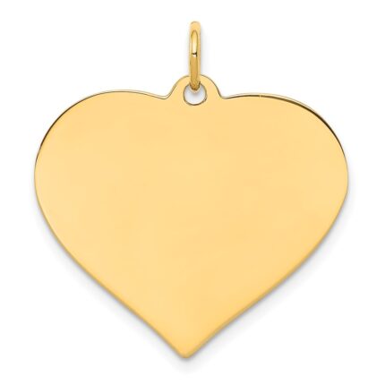 14k Plain .018 Gauge Engraveable Heart 22x24mm Disc Charm