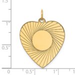 14k Etched Design .018 Gauge Engravable Heart 28x24mm Disc Charm - Image 2