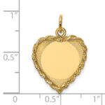 14k Etched Design with Rope Edge .013 Gauge Engravable Heart 21x17mm Disc Charm - Image 2