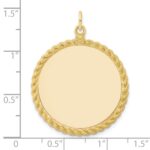 14k Plain .013 Gauge Round Engravable 34x28mm Disc with Rope Edge Charm - Image 4