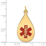 14k 28x16mm Teardrop Red Enameled Medical Jewelry Pendant - Image 2