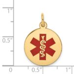 14k 16mm Round Red Enameled Medical Jewelry Pendant - Image 2