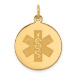 14k 19mm Round Non-enameled Medical Jewelry Pendant