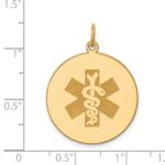 14k 22mm Round Non-enameled Medical Jewelry Pendant - Image 3