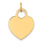 14k Plain .027 Gauge Engravable Heart 19x15mm Disc Charm
