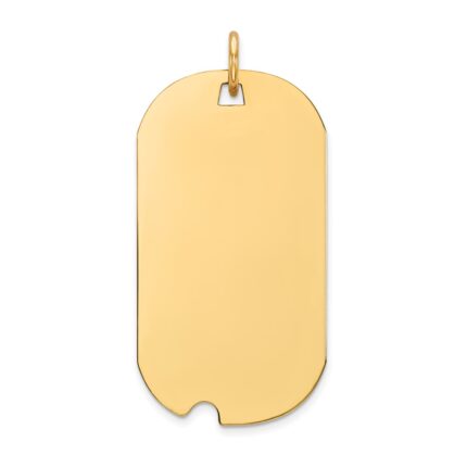 14k Plain .018 Gauge Engravable 30x16mm Dog Tag with Notch Disc Charm