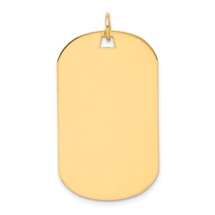 14k Plain .027 Gauge Engraveable 34x20mm Dog Tag Disc Charm