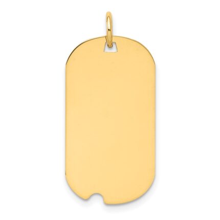 14k Plain .009 Gauge Engraveable 26x15mm Dog Tag with Notch Disc Charm