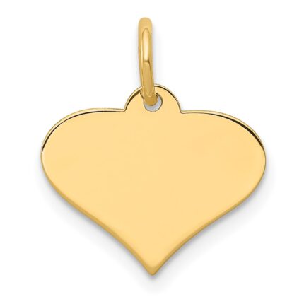 14k Plain .018 Gauge Engraveable Heart 12x14mm Disc Charm