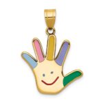 14k Enameled Autism with Happy Face Handprint Pendant