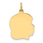 14k Plain Medium .013 Gauge Facing Right Engravable Girl Head Charm