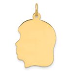 14k Plain Medium .013 Gauge Facing Left Engravable Girl Head Charm
