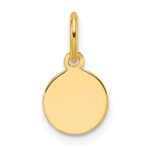 14k Plain .027 Gauge Round Engravable 7.5mm Disc Charm