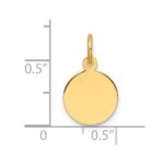 14k Plain .027 Gauge Round Engravable 10.6mm Disc Charm - Image 3