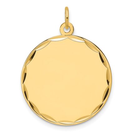 14k Etched Edge .027 Gauge Engravable Round 22.9mm Disc Charm