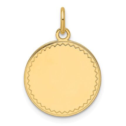 14k Plain with Zig-Zag Edge .011 Gauge Engravable Round 16mm Disc Charm