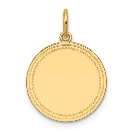 14k Plain with Zig-Zag Edge .018 Gauge Engravable Round 15.5mm Disc Charm