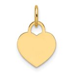 14k Plain .013 Gauge Engravable Heart 9.5x10mm Disc Charm