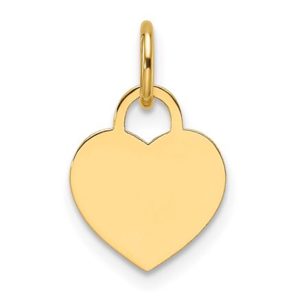 14k Plain .013 Gauge Engravable Heart 9.5x10mm Disc Charm
