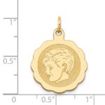 14k Boy Head on .013 Gauge 18mm Engravable Scalloped Disc Charm - Image 3