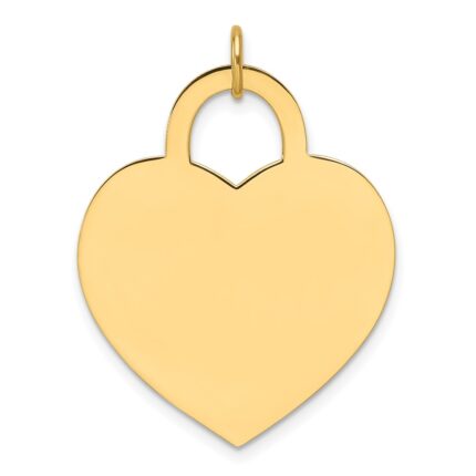 14k Plain .035 Gauge Engravable Heart 23.6x24.8mm Disc Charm