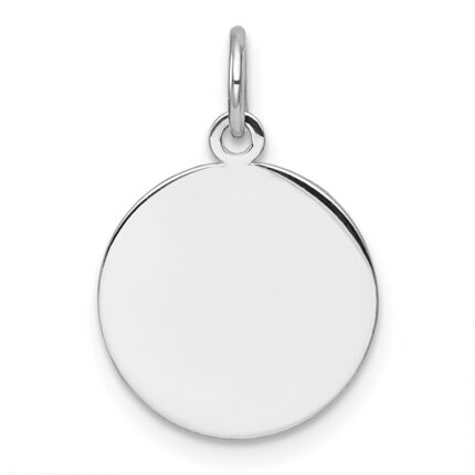 14k White Gold Plain .011 Gauge Round Engravable Disc Charm