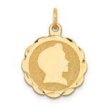 14k Boy Head on .013 Gauge Engravable Scalloped 17x15mm Disc Charm