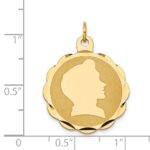 14k Boy Head on .011 Gauge Engravable Scalloped 25x22mm Disc Charm - Image 3
