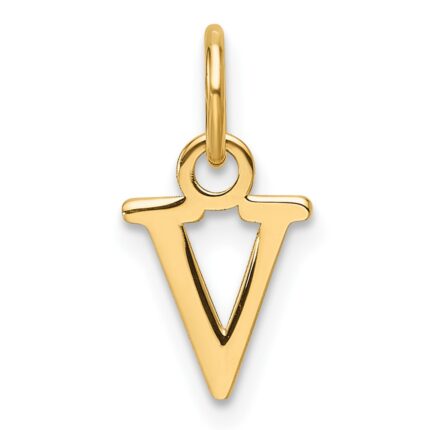 14ky Cutout Letter V Initial Pendant