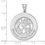 Sterling Silver/Rhodium-plated Round Family Monogram Pendant - Image 5