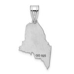 Sterling Silver/Rhodium-plated Maine State Pendant - Image 4
