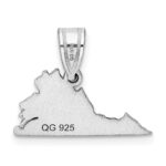 Sterling Silver/Rhodium-plated Virginia State Pendant - Image 4