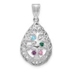 14KW 4 Birthstone Tree of Life Tear Drop Pendant