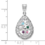 14KW 4 Birthstone Tree of Life Tear Drop Pendant - Image 3