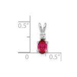 14k White Gold 6x4mm Oval Ruby and AA Diamond Pendant - Image 2