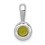 14k White Gold Bezel-set 5mm Round Peridot Pendant - Image 4