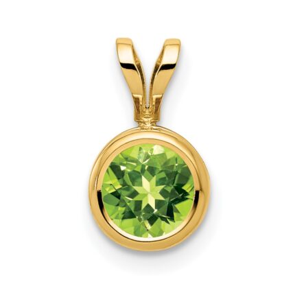 14k 6mm Round Peridot Bezel Pendant